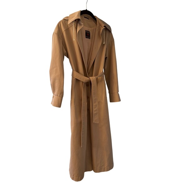 P.B.D. International Jackets & Blazers - P.B.D. International Trench Coat Tan Hooded Belted Long Jacket Vintage Size 9